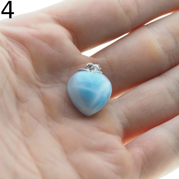 Larimar i srebro rodowane - zawieszka serce 18 mm