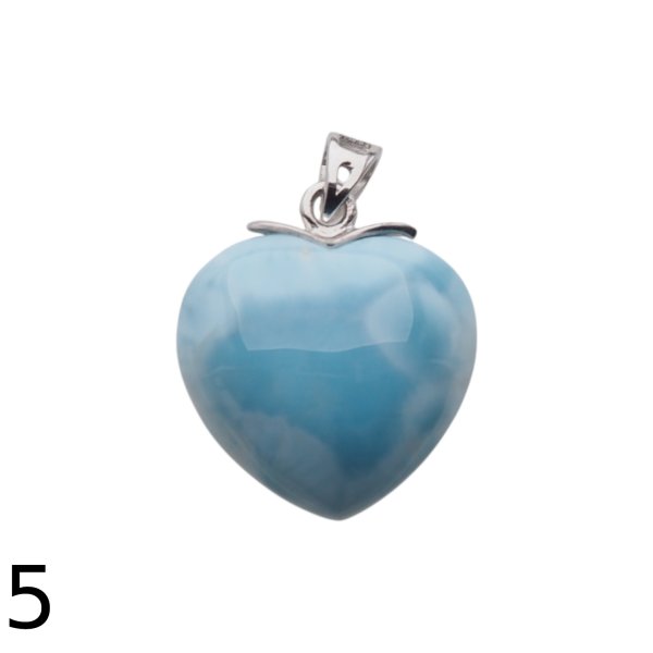 Larimar i srebro rodowane - zawieszka serce 18 mm