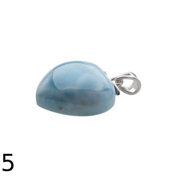 Larimar i srebro rodowane - zawieszka serce 18 mm