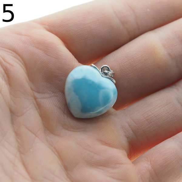 Larimar i srebro rodowane - zawieszka serce 18 mm