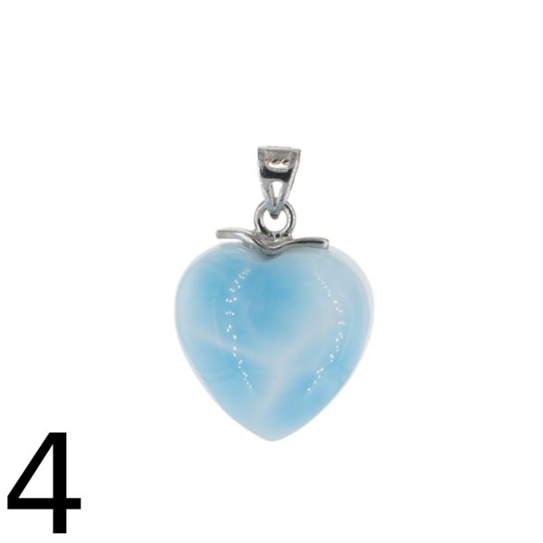 Larimar i srebro rodowane - zawieszka serce 18 mm