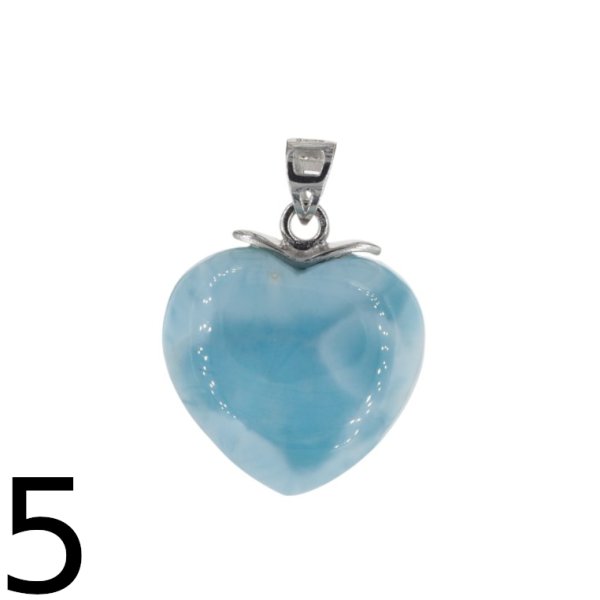 Larimar i srebro rodowane - zawieszka serce 18 mm