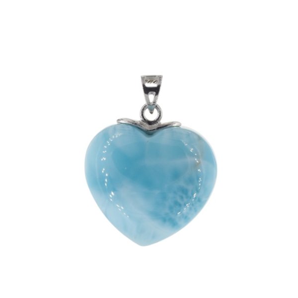 Larimar i srebro rodowane - zawieszka serce 20 mm