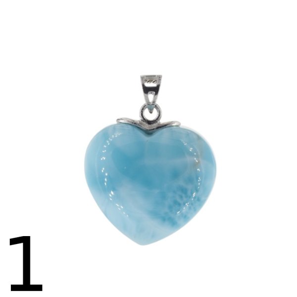 Larimar i srebro rodowane - zawieszka serce 20 mm