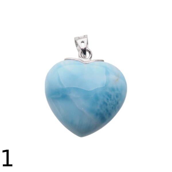 Larimar i srebro rodowane - zawieszka serce 20 mm