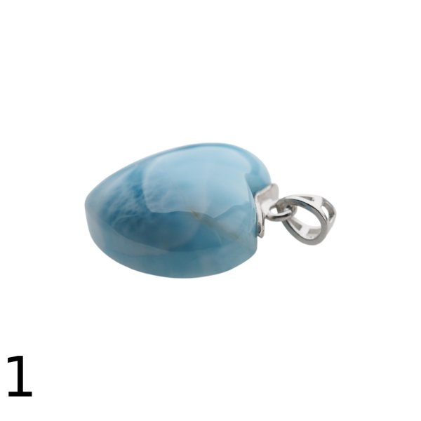 Larimar i srebro rodowane - zawieszka serce 20 mm