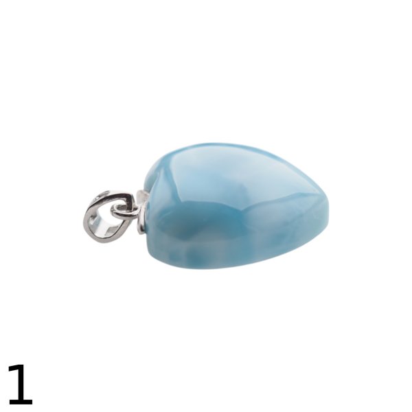 Larimar i srebro rodowane - zawieszka serce 20 mm