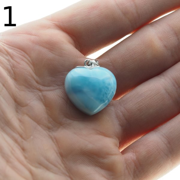 Larimar i srebro rodowane - zawieszka serce 20 mm