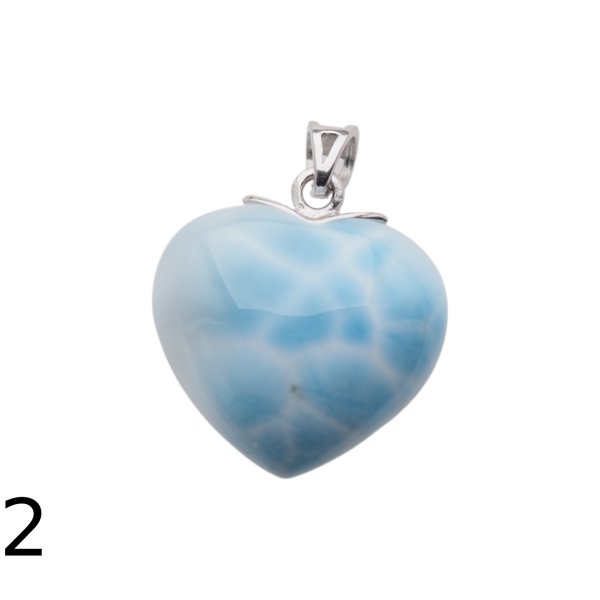 Larimar i srebro rodowane - zawieszka serce 20 mm