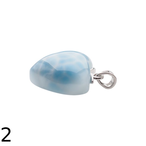 Larimar i srebro rodowane - zawieszka serce 20 mm
