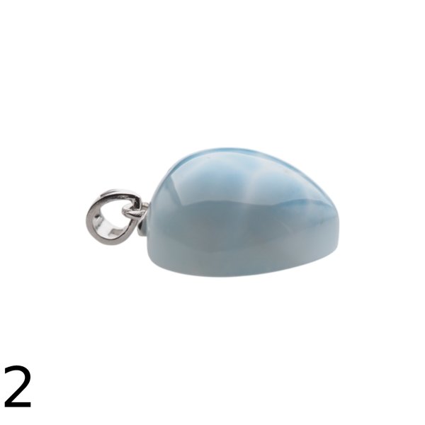 Larimar i srebro rodowane - zawieszka serce 20 mm