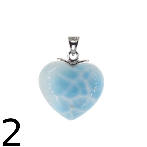 Larimar i srebro rodowane - zawieszka serce 20 mm