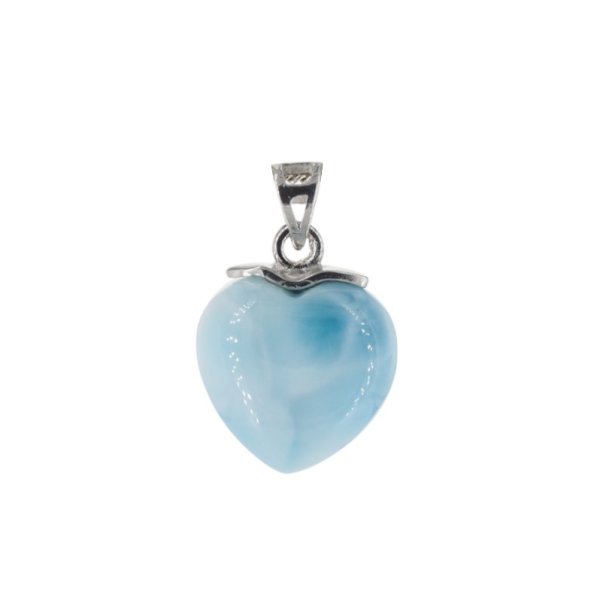 Larimar i srebro rodowane - zawieszka serce 14-15 mm