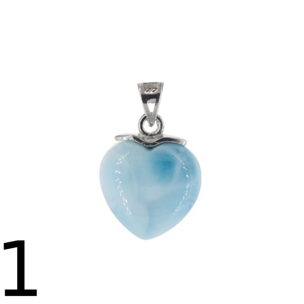 Larimar i srebro rodowane - zawieszka serce 14-15 mm