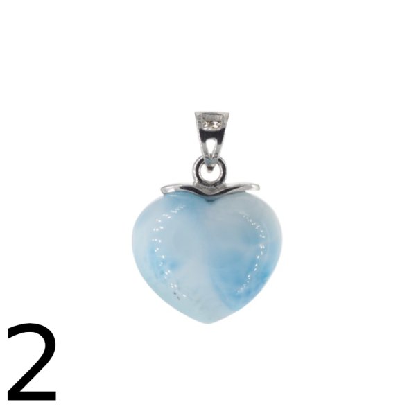 Larimar i srebro rodowane - zawieszka serce 14-15 mm
