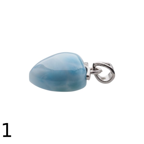 Larimar i srebro rodowane - zawieszka serce 14-15 mm