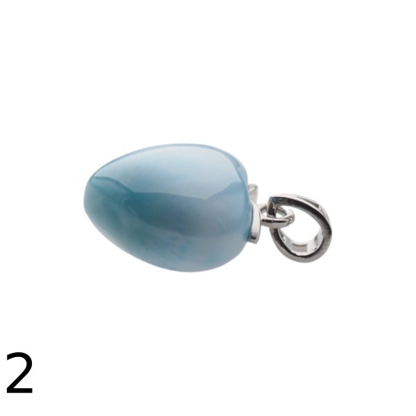 Larimar i srebro rodowane - zawieszka serce 14-15 mm