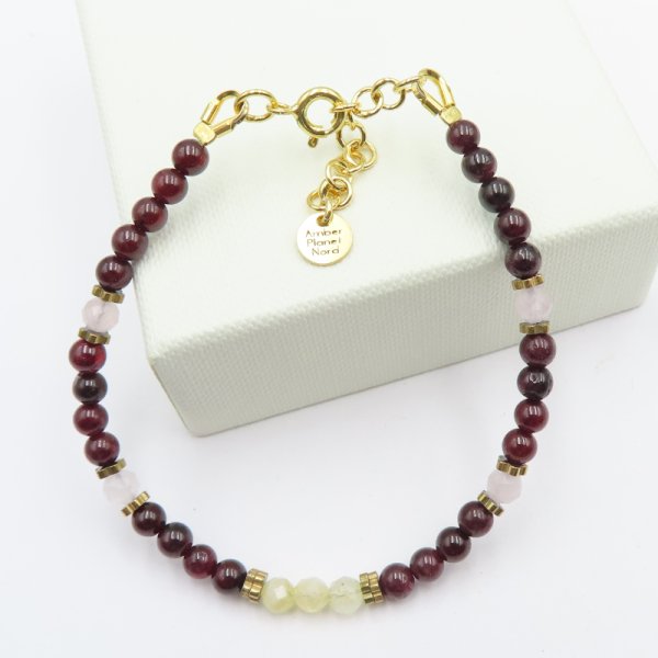 Mix Kamieni w srebrze złoconym - bransoletka 