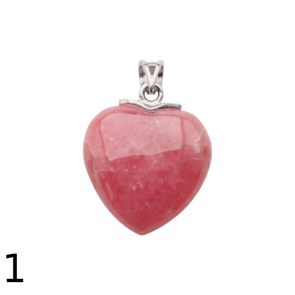 Rodochrozyt i srebro rodowane - zawieszka serce 18-20 mm