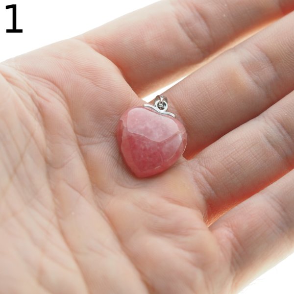 Rodochrozyt i srebro rodowane - zawieszka serce 18-20 mm