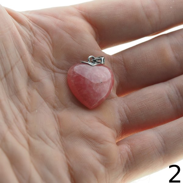 Rodochrozyt i srebro rodowane - zawieszka serce 18-20 mm