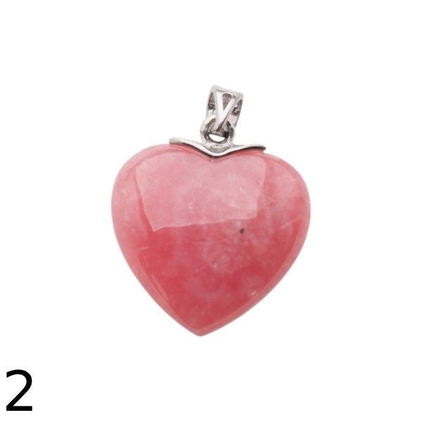 Rodochrozyt i srebro rodowane - zawieszka serce 18-20 mm