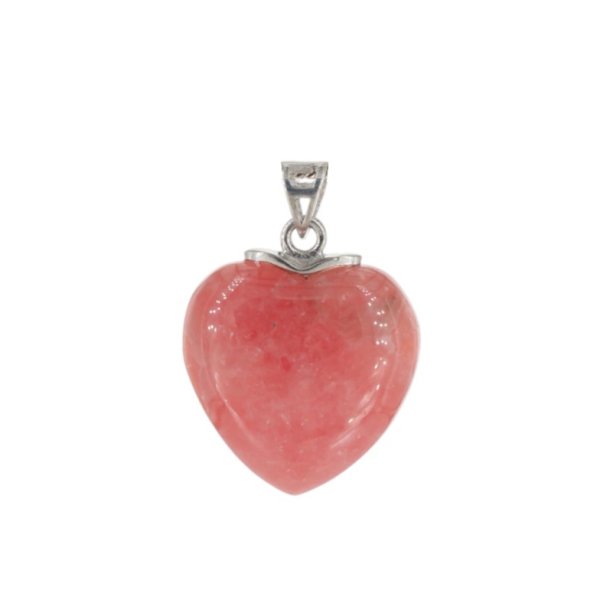 Rodochrozyt i srebro rodowane - zawieszka serce 18-20 mm