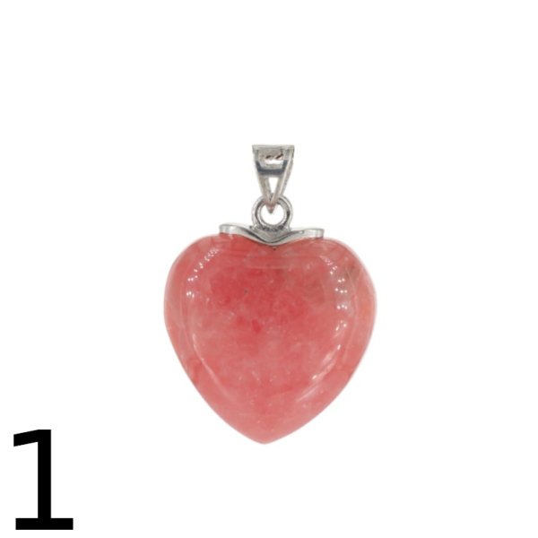 Rodochrozyt i srebro rodowane - zawieszka serce 18-20 mm