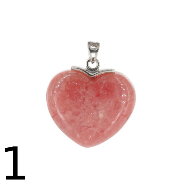 Rodochrozyt i srebro rodowane - zawieszka serce 22 mm