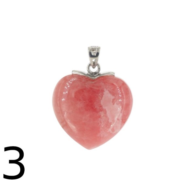 Rodochrozyt i srebro rodowane - zawieszka serce 22 mm
