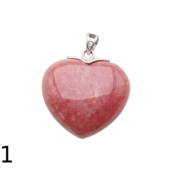 Rodochrozyt i srebro rodowane - zawieszka serce 22 mm