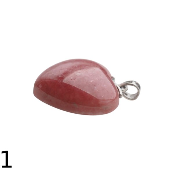 Rodochrozyt i srebro rodowane - zawieszka serce 22 mm