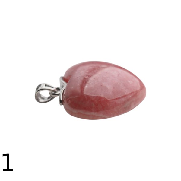 Rodochrozyt i srebro rodowane - zawieszka serce 22 mm