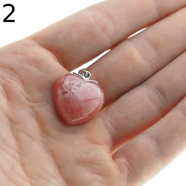 Rodochrozyt i srebro rodowane - zawieszka serce 22 mm