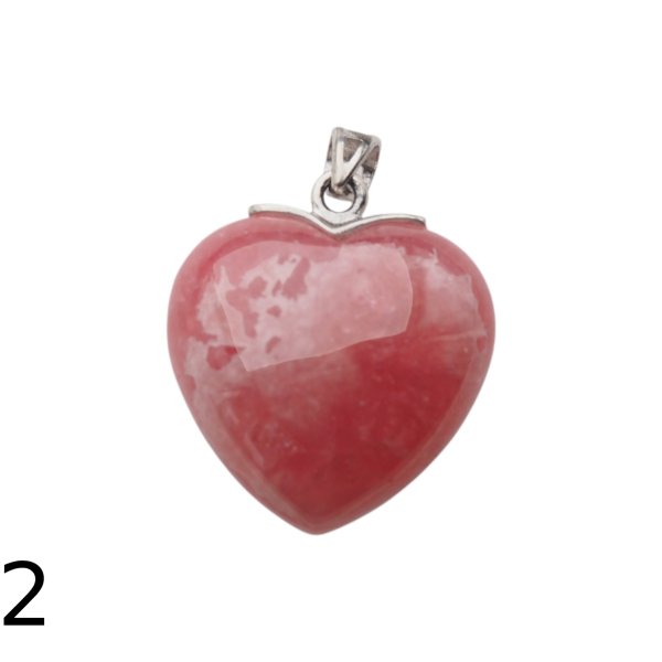 Rodochrozyt i srebro rodowane - zawieszka serce 22 mm