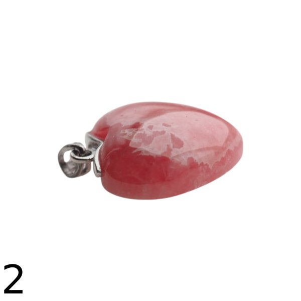 Rodochrozyt i srebro rodowane - zawieszka serce 22 mm