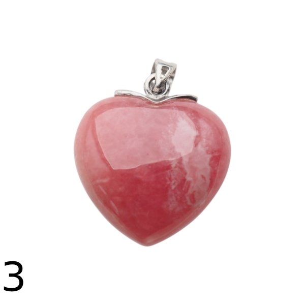 Rodochrozyt i srebro rodowane - zawieszka serce 22 mm