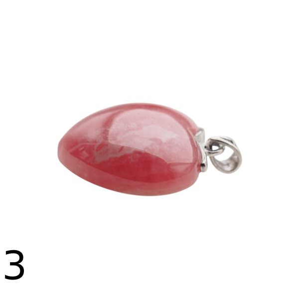 Rodochrozyt i srebro rodowane - zawieszka serce 22 mm