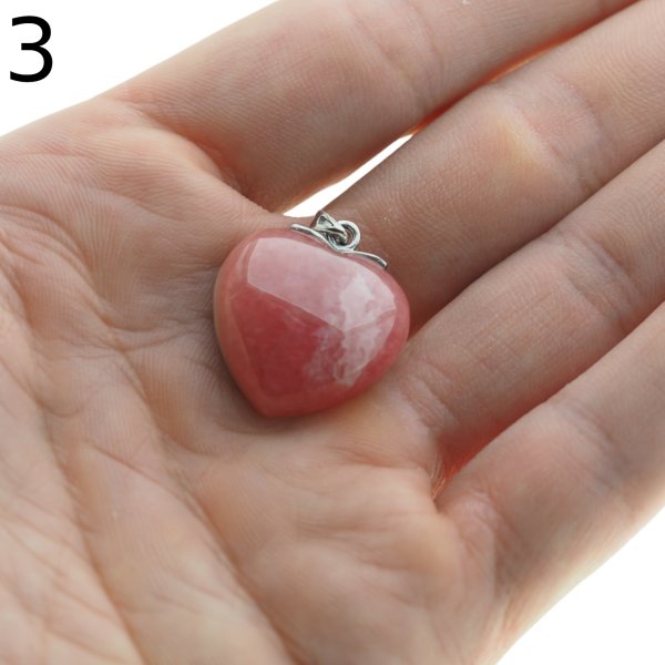 Rodochrozyt i srebro rodowane - zawieszka serce 22 mm