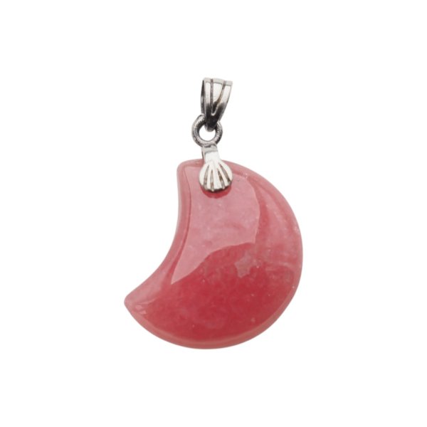 Rodochrozyt i srebro oksydowane - zawieszka księżyc