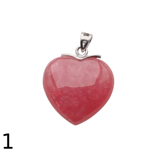 Rodochrozyt i srebro rodowane - zawieszka serce 21 mm