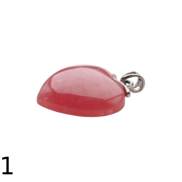 Rodochrozyt i srebro rodowane - zawieszka serce 21 mm