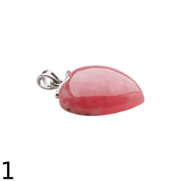 Rodochrozyt i srebro rodowane - zawieszka serce 21 mm
