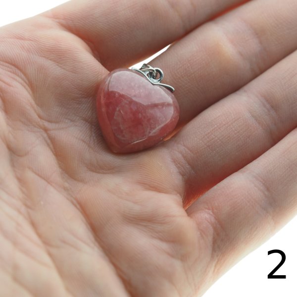 Rodochrozyt i srebro rodowane - zawieszka serce 21 mm