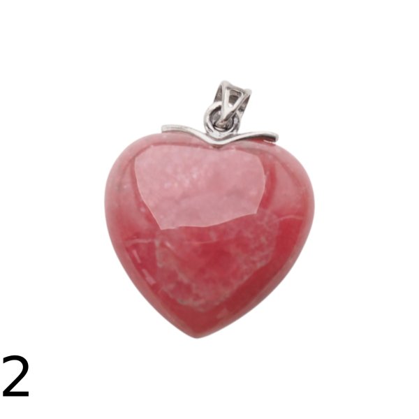 Rodochrozyt i srebro rodowane - zawieszka serce 21 mm