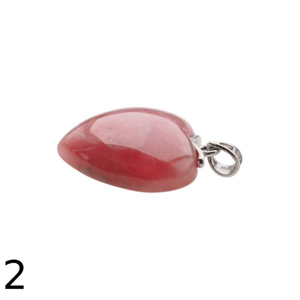 Rodochrozyt i srebro rodowane - zawieszka serce 21 mm