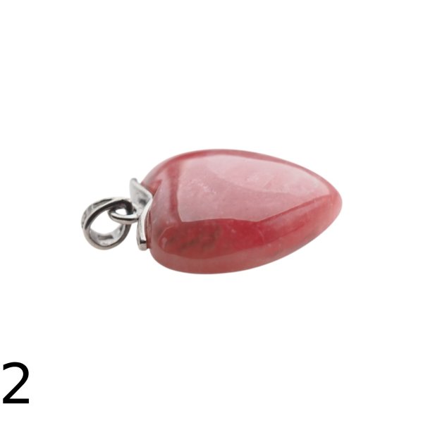 Rodochrozyt i srebro rodowane - zawieszka serce 21 mm