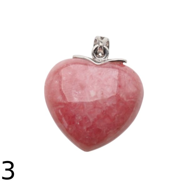 Rodochrozyt i srebro rodowane - zawieszka serce 21 mm