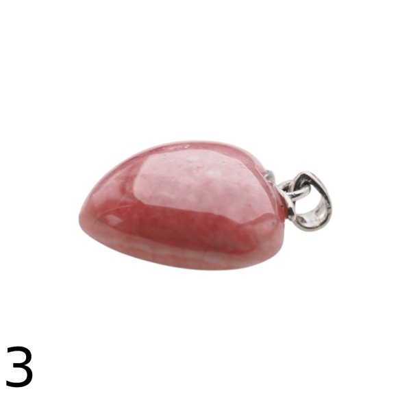 Rodochrozyt i srebro rodowane - zawieszka serce 21 mm