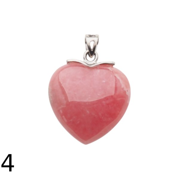 Rodochrozyt i srebro rodowane - zawieszka serce 21 mm